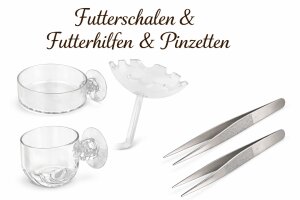 Futterschalen / Futterhilfen / Pinzetten